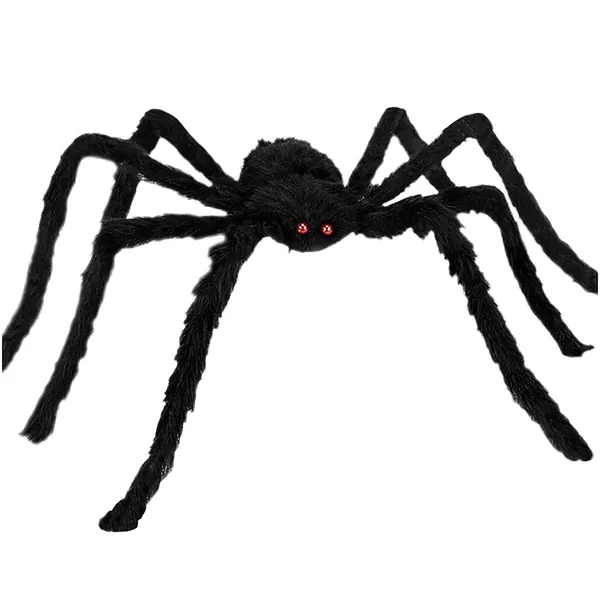 Halloween edderkopdekoration, stor 50 cm, sort og behåret