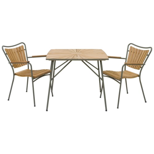 Mandalay cafésæt med 2 stole – Teak/grøn fra mandalay 5714328190620