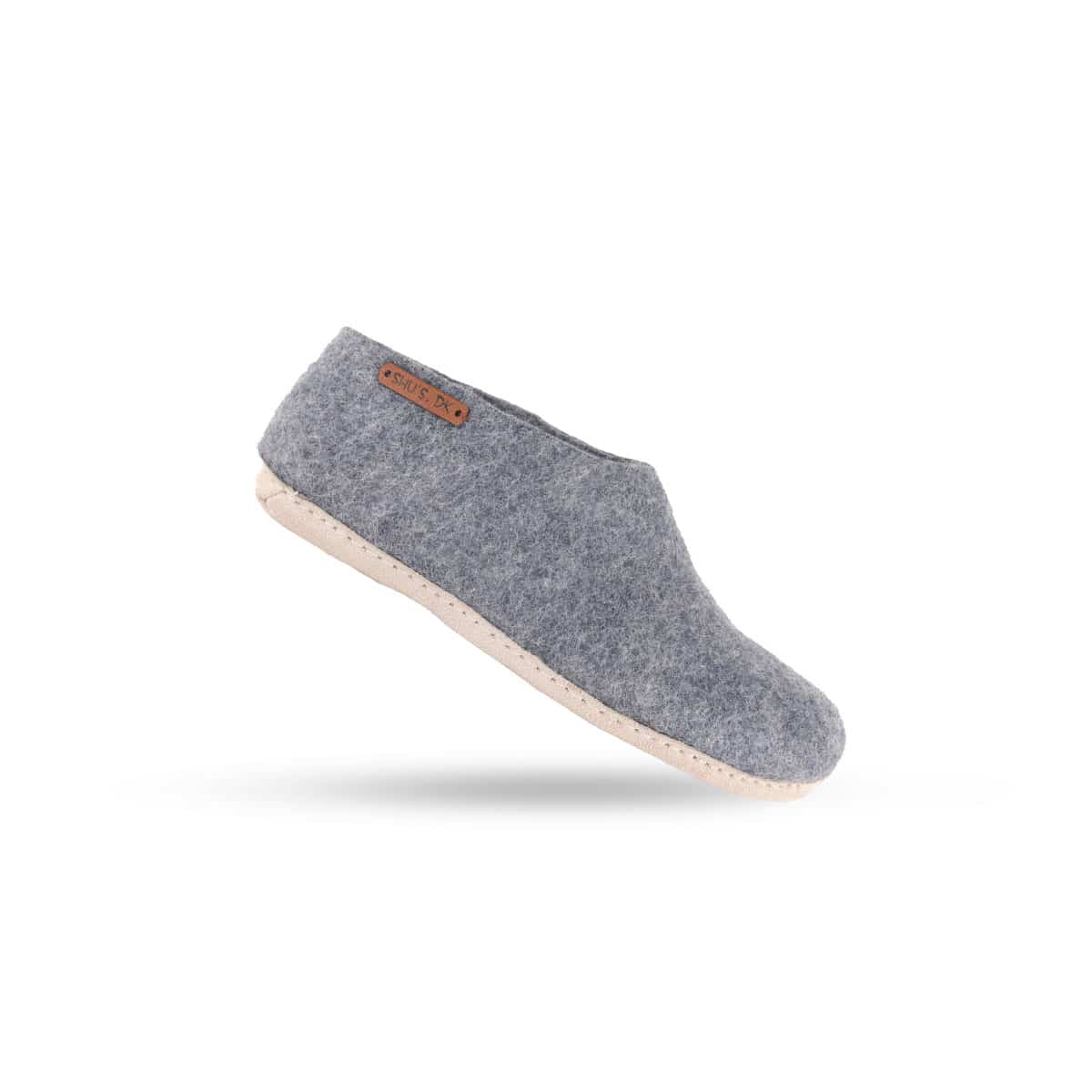 Uldhjemmesko (100% ren uld) – Model Denim m/sål i skind – Dansk Design fra SHUS