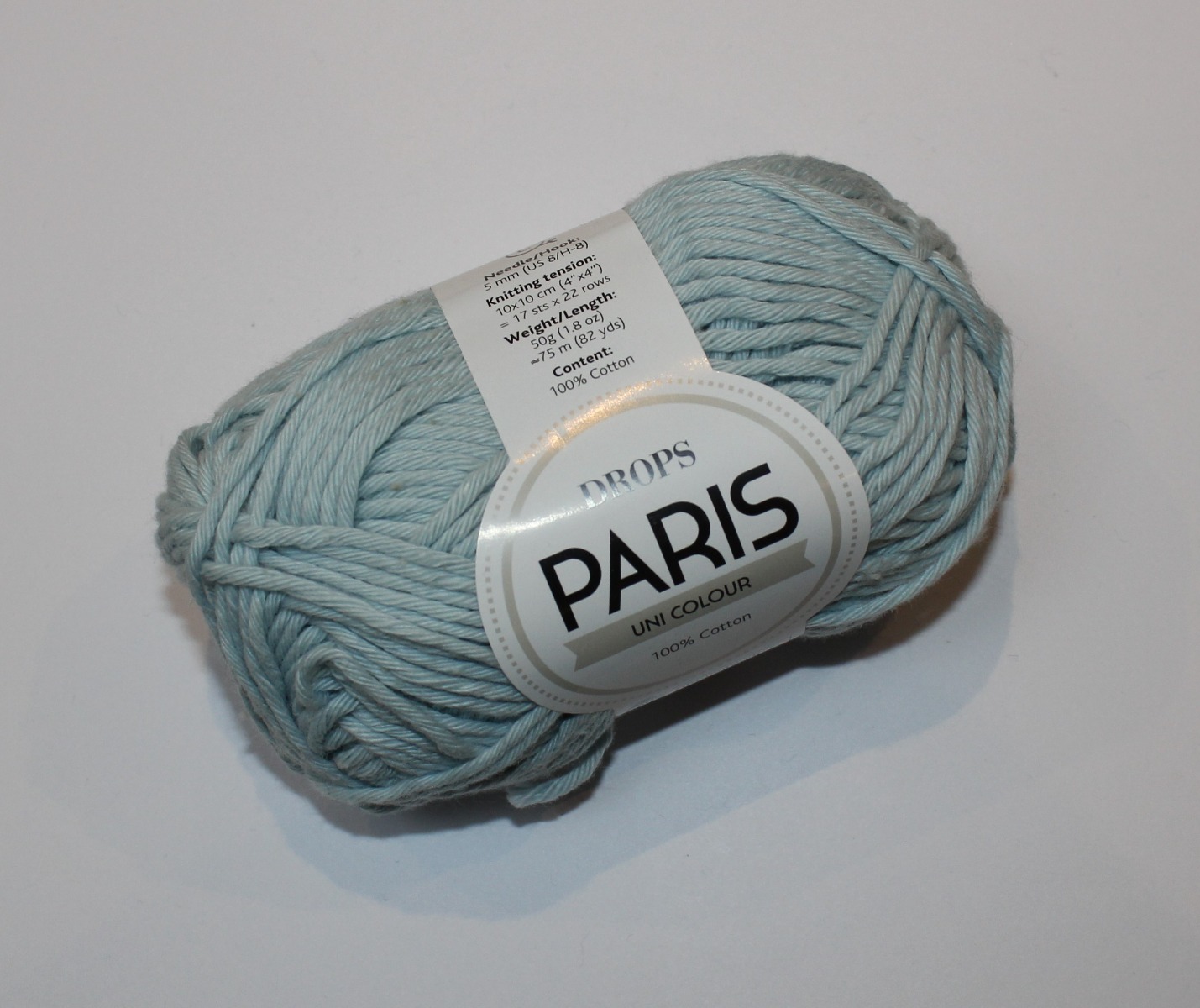 Drops Paris Uni Colour – Isblå farve 29, 50 gram