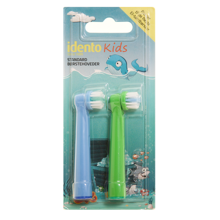 Idento Kids Børstehoveder Blå & Grøn – 2 Stk