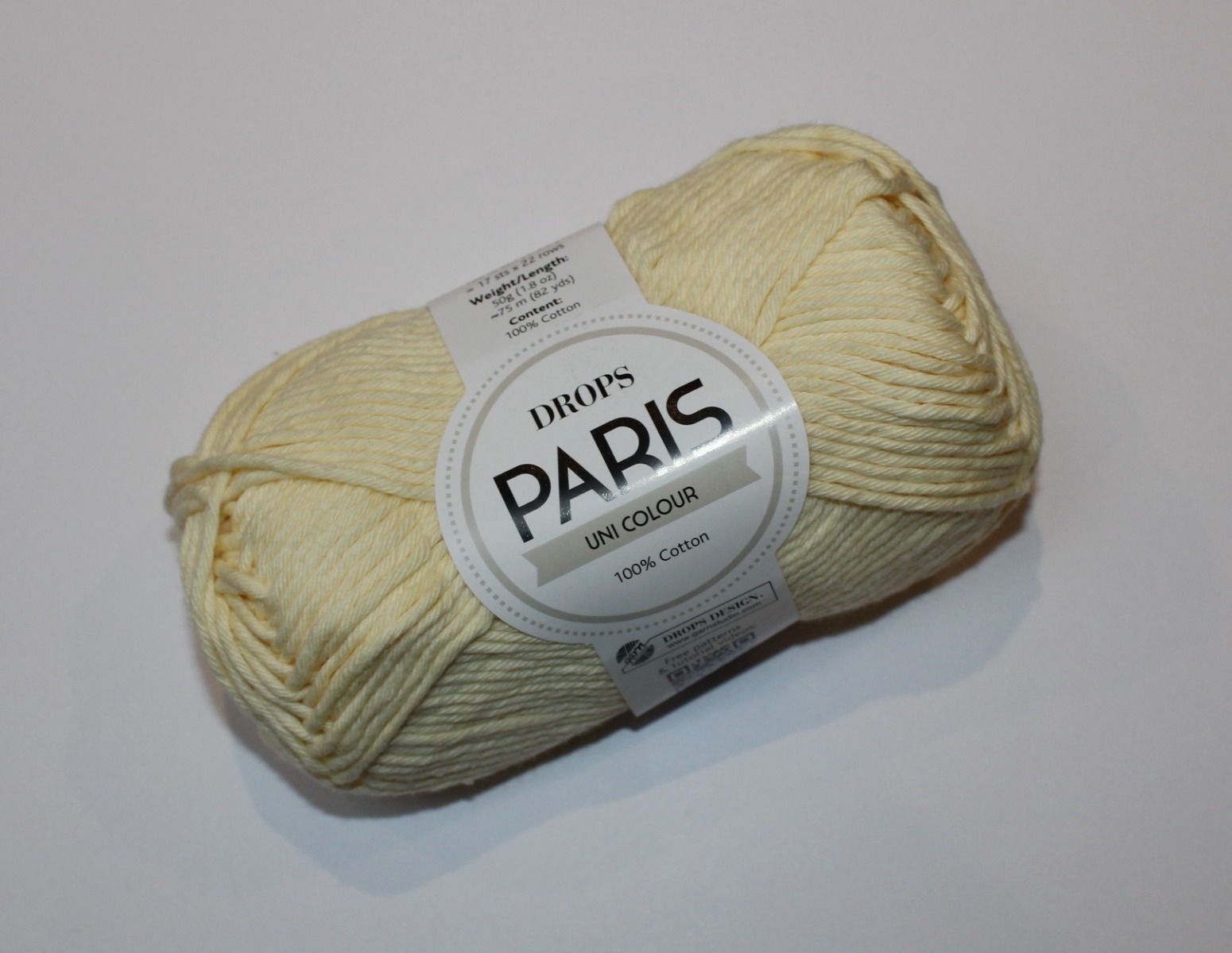 Drops Paris Uni Colour – Lysgul farve 19, 50 gram
