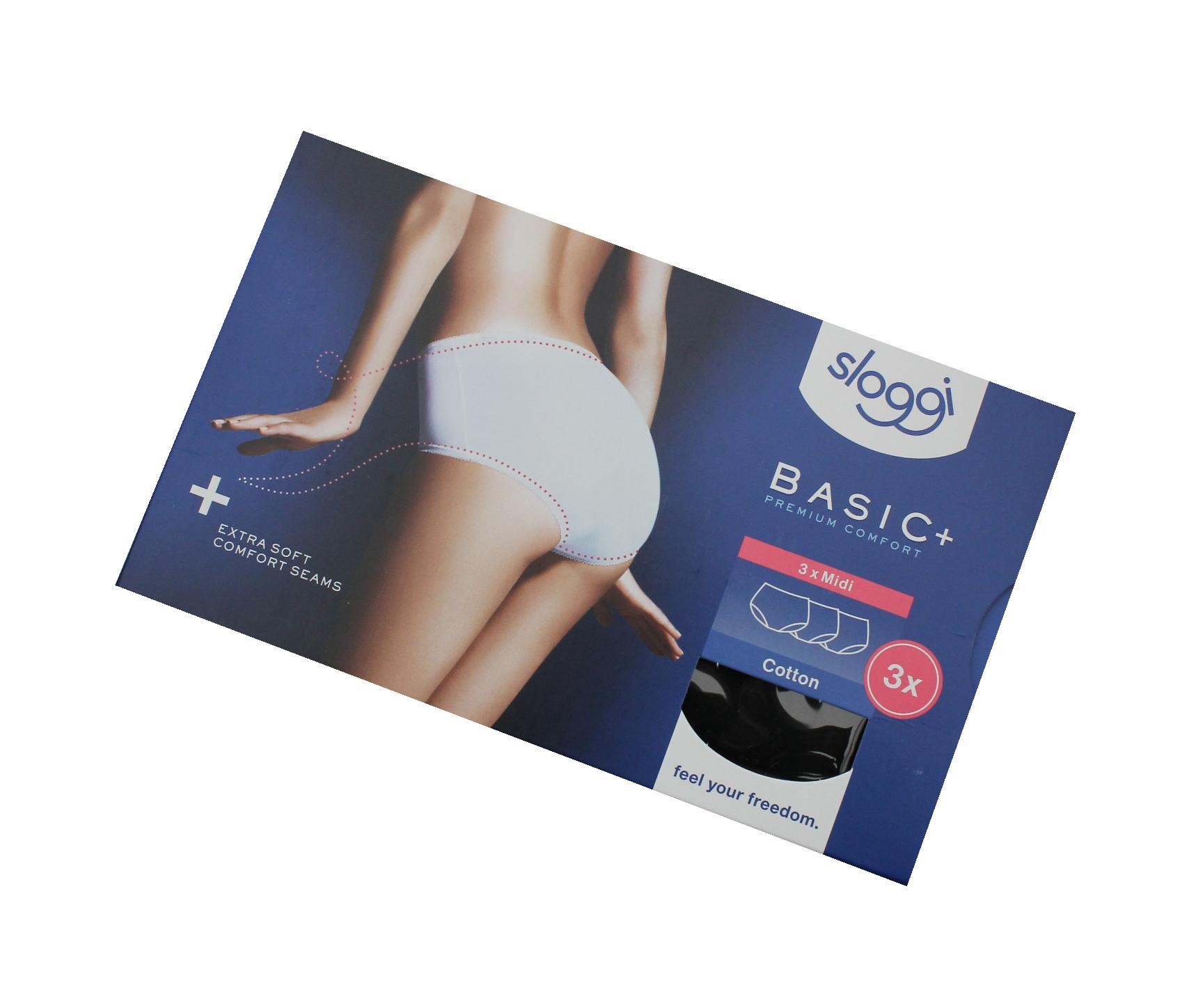 Sloggi basic+ midi premium comfort sorte 3pk str 40