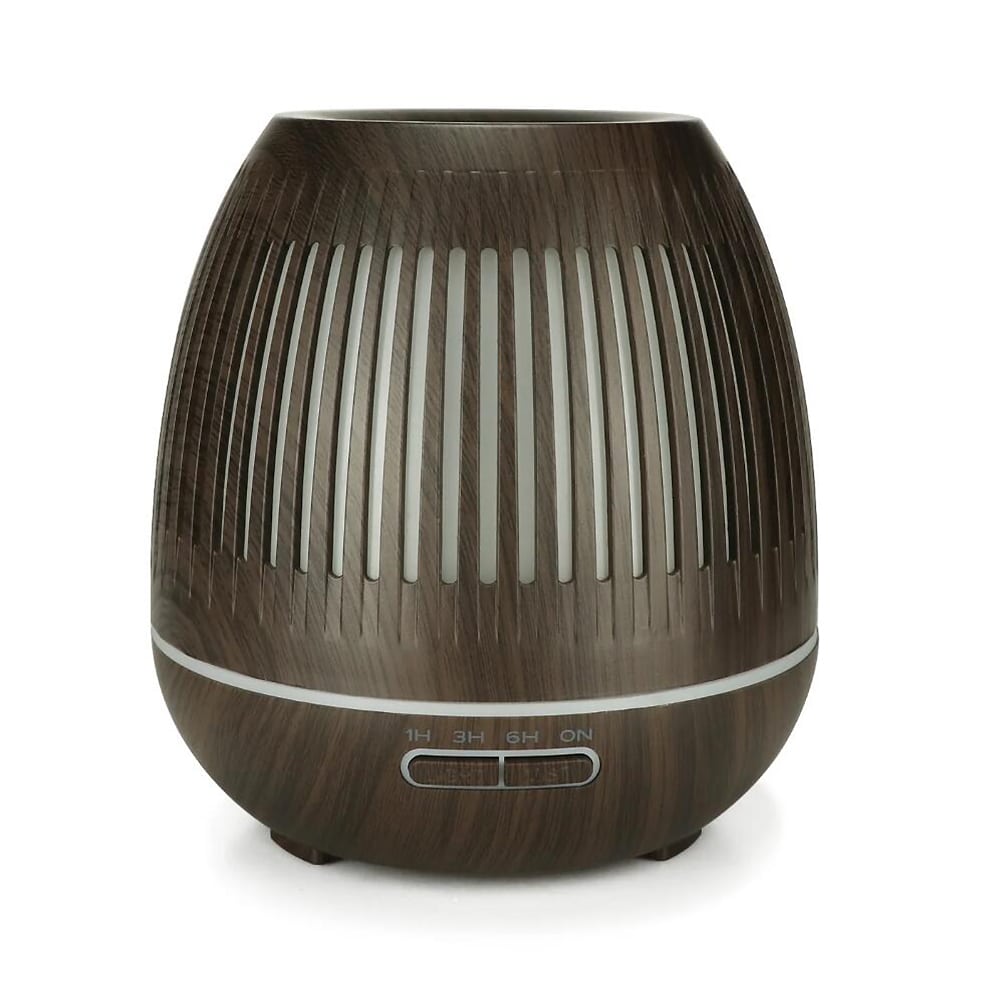 Aroma Diffuser 400 ML m/fjernbetjening – Stilren i brunt og lyst træ –