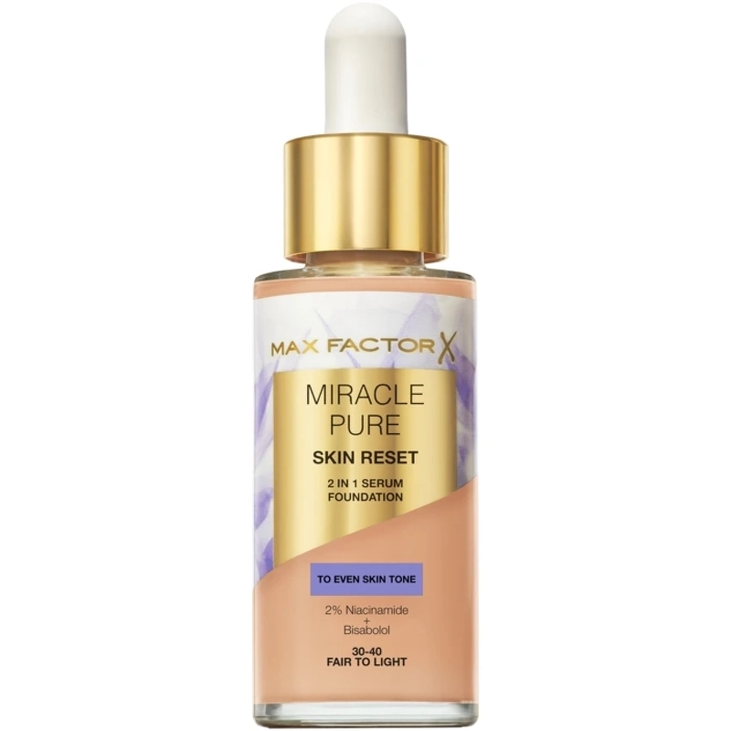 Max Factor Miracle Pure 2in1 Skin Reset Serum Foundation 30 ml – 30-40 Fair to Light fra Max Factor