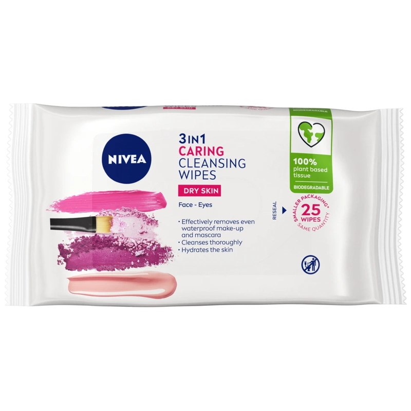 Nivea 3in1 Caring Cleansing Wipes Dry Skin 25 Pieces fra Nivea